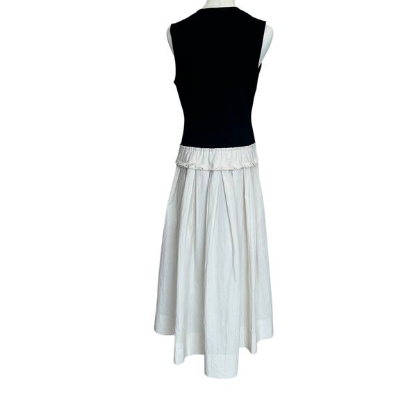 Plan C Black Cream Fit Flare Midi Dress SIZE 10 Romantic Cotton Designer $375 - Picture 9 of 10